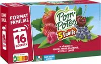 POM'POTES Compotes Gourdes 5 Fruits Rouges 16x90g Format Familial