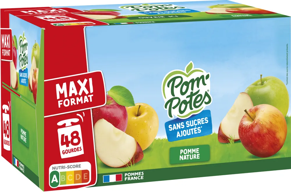 POM'POTES Compotes Gourdes Pomme Nature 48x90g
