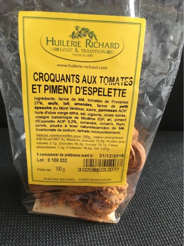 Croquants aux tomates et piment d'espelette