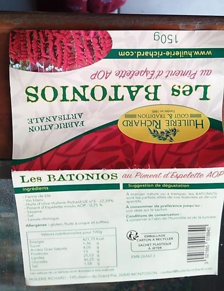 Les batonios au piment d espelette aop