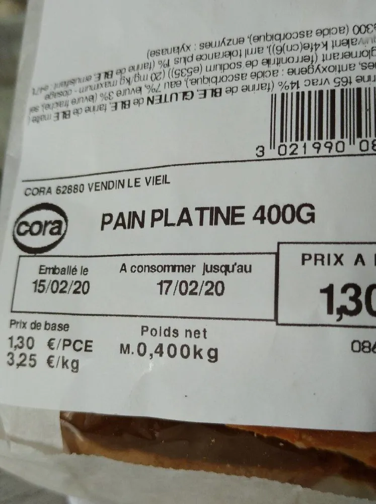 Pain platine 400 g
