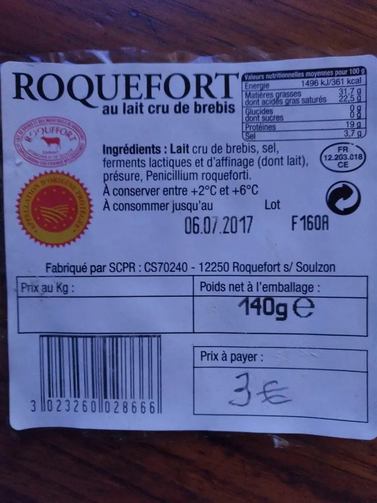 Roquefort au lait cru de brebis