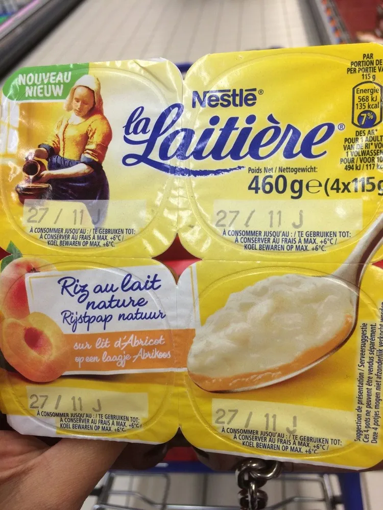 Riz au Lait Nature sur Lit d'Abricot