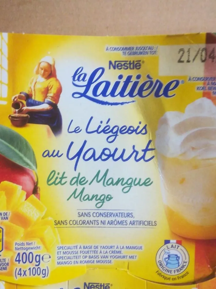 Le liégeois au yaourt lit de mangue