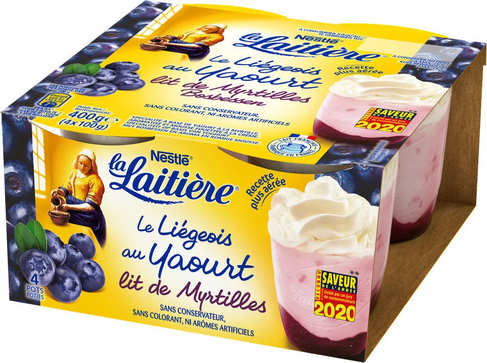 La Laitière Yaourt liégeois à la myrtille