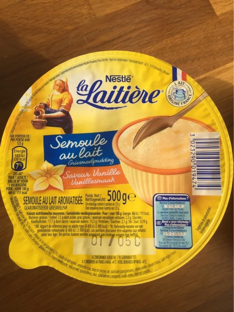 Semoule au lait saveur vanille