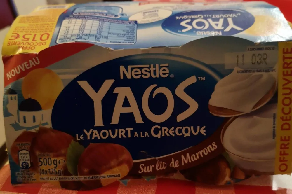 Yaos le yaourt à la grecque sur lit de marrons