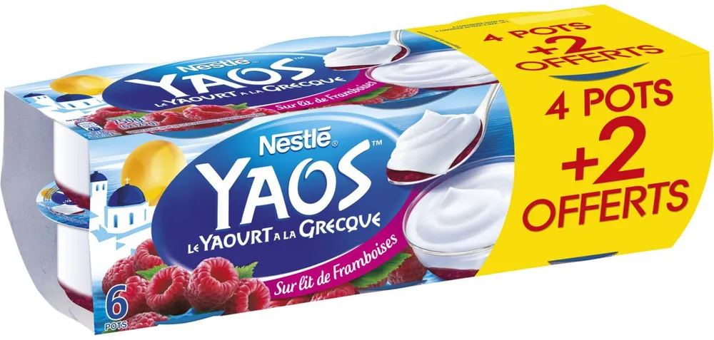 Yaos Yaourt à la Grecque sur lit de Framboises 6 x 125 g