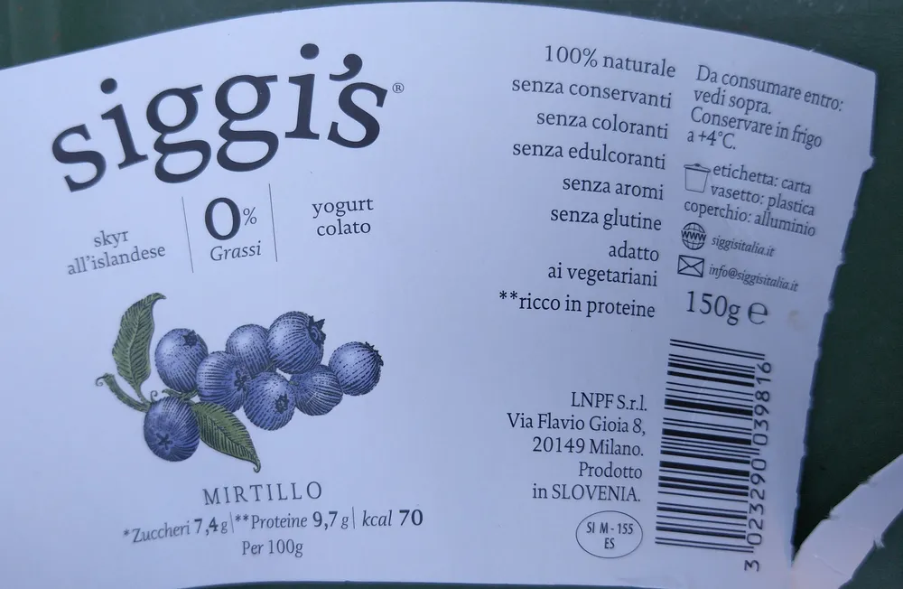 Yogurt colato mirtillo