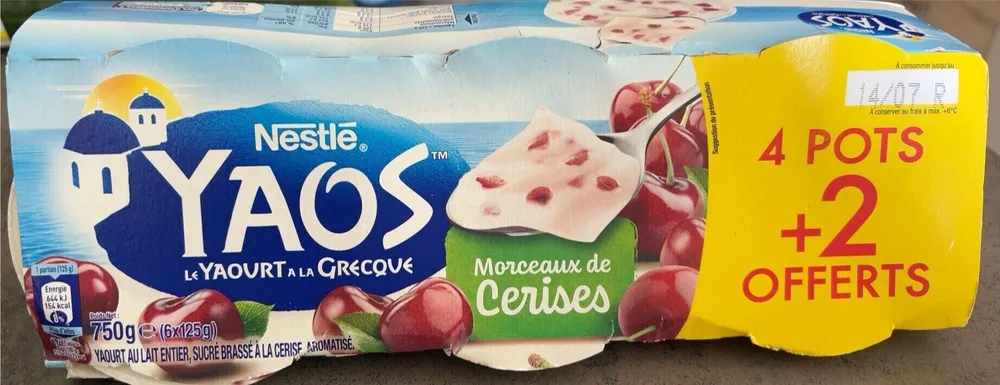 Yaos yaourt grec morceaux de cerises