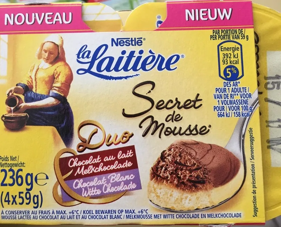 Desserts mousse chocolat lait et blanc La Laitière