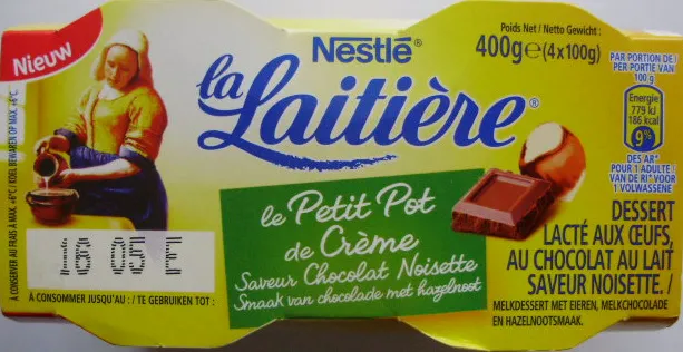 Le Petit Pot de Crème, Saveur Chocolat Noisette (4 Pots)