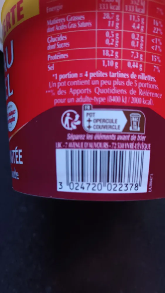 Rillettes du Mans sans graisse ajoutée