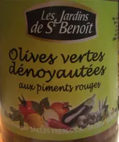 Olives vertes dénoyautées aux piments rouges