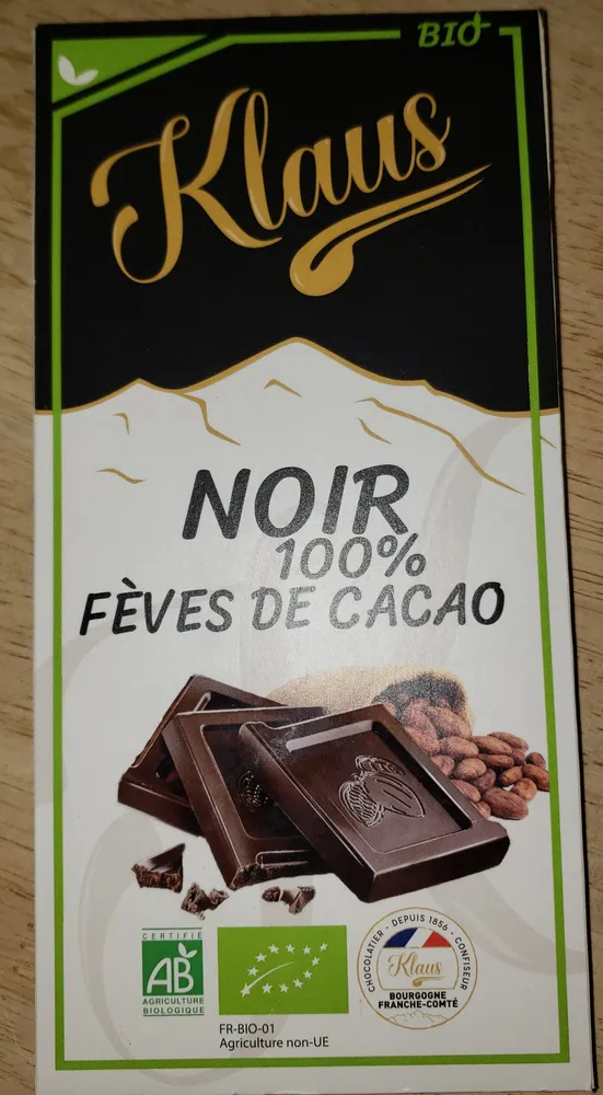 Noir 100% fèves de cacao