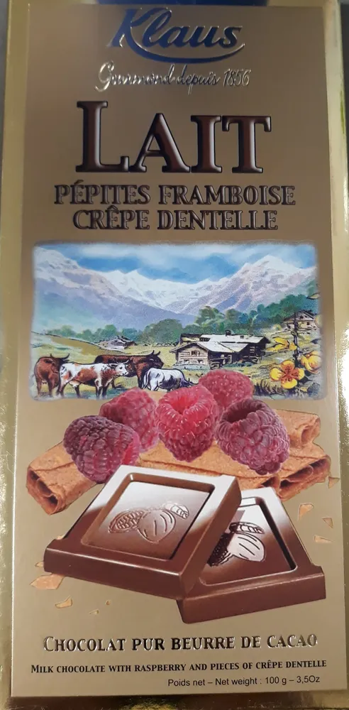 Chocolat Pepites Framboises Crepe Dentelle