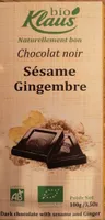 Chocolat noir 60% sésame gingembre