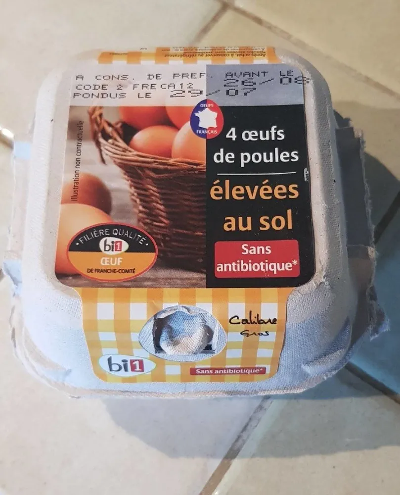 4 oeufs de poules élevées au sol