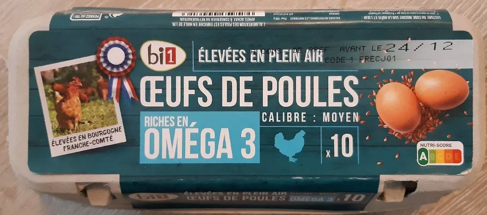 Oeufs de poule riches en oméga 3 plein air