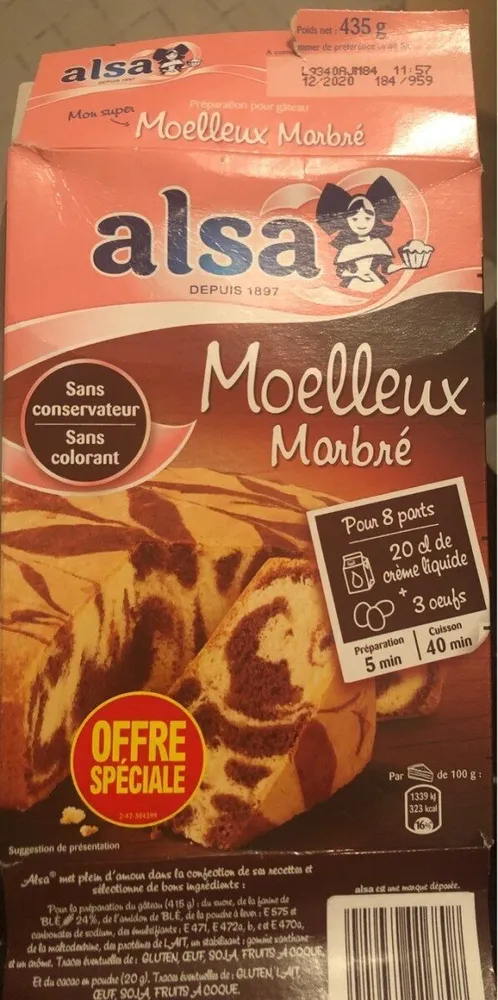 Preparation pour moelleux marbré
