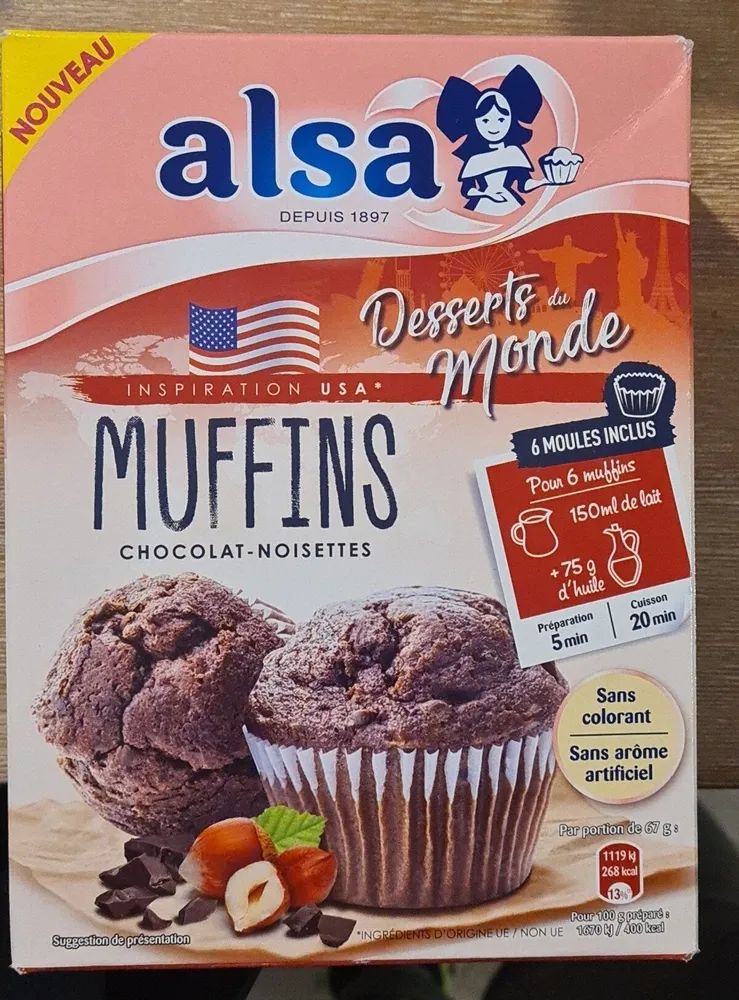 Muffins chocolat noisette