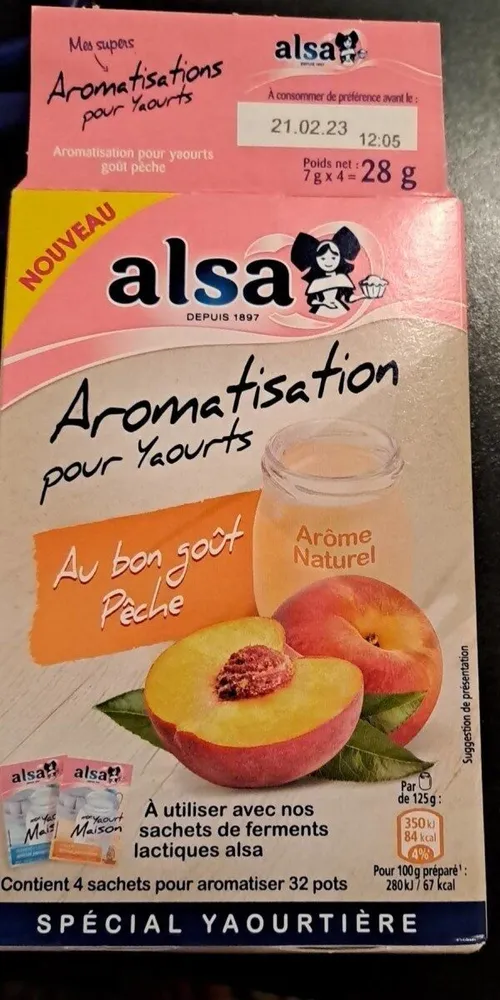 Alsa aromatisation pour yaourt peche