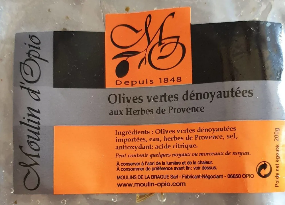 Olivies Vertes Dénoyautées aux Herbes de Provence