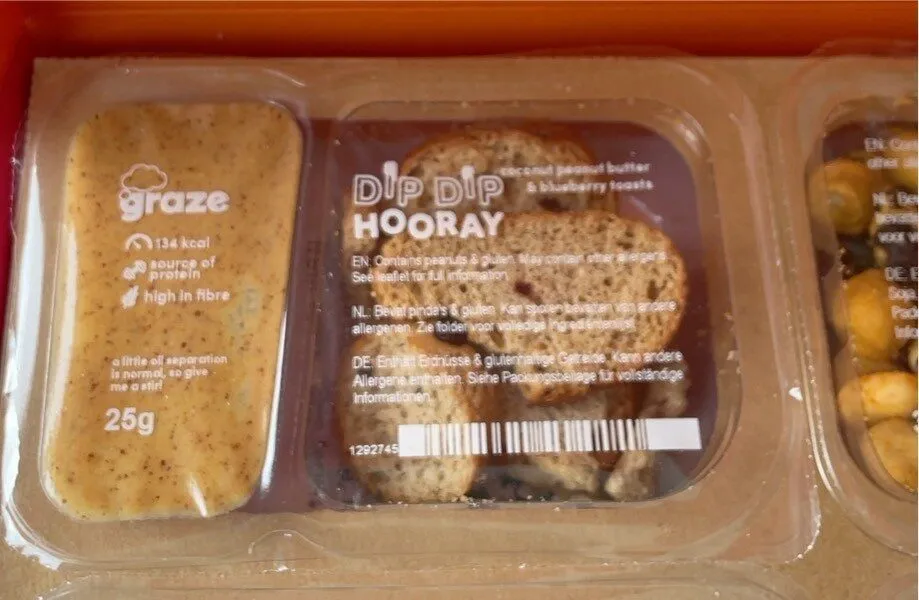 Dip dip hooray coconut peanutbutter & blueberry toasts