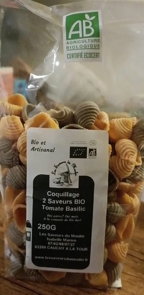 Pâtes coquillages 2 saveurs tomates basilic BIO