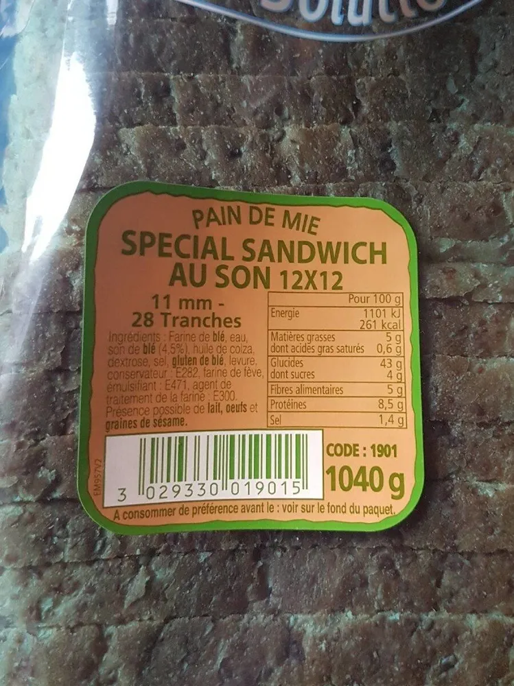 Pain de mie au son