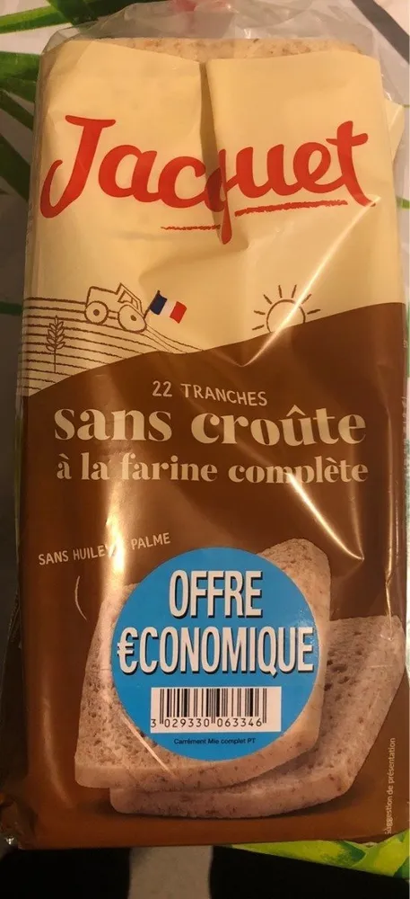 22 tranches sans croûte à la farine complète