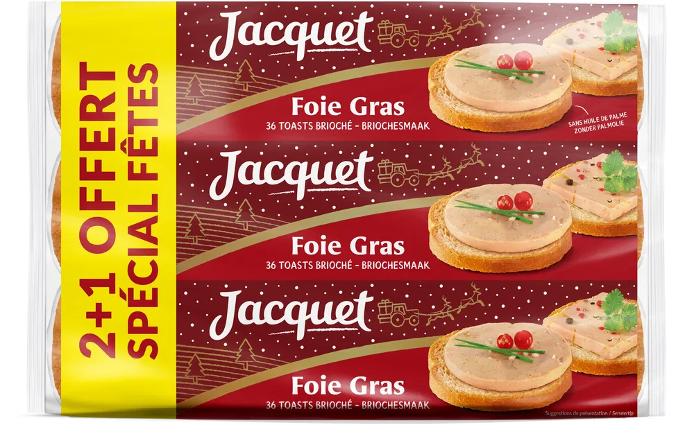 Lotx2 toasts ronds foie gras 750 g spécial fêtes jacquet +1 offert