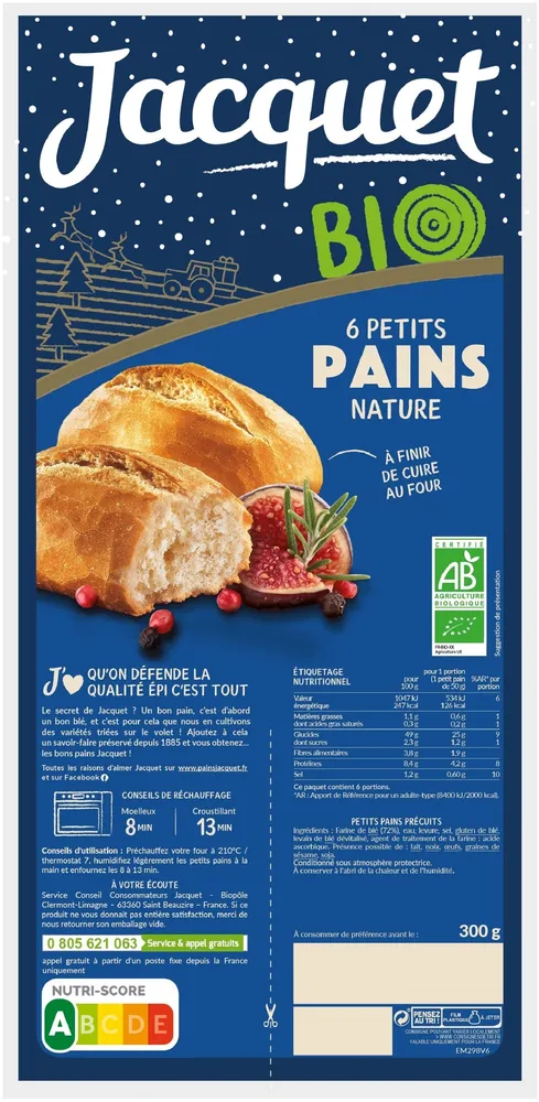 Petits Pains Nature BIOx6 300G
