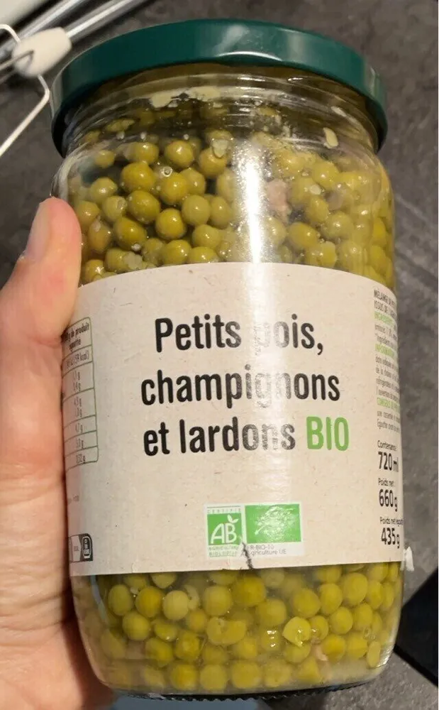 Petit pois champignons lardons bio
