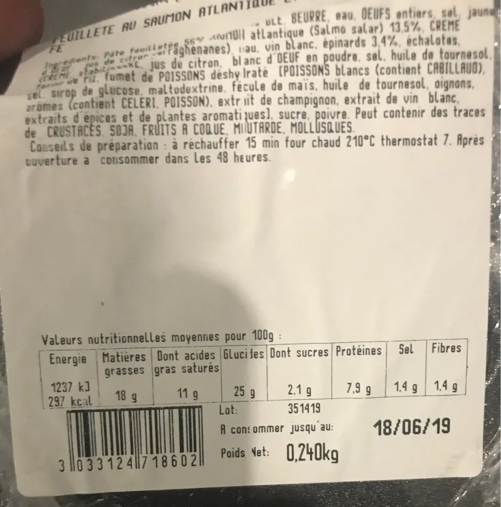 Feuillete au saumon et aux epinards