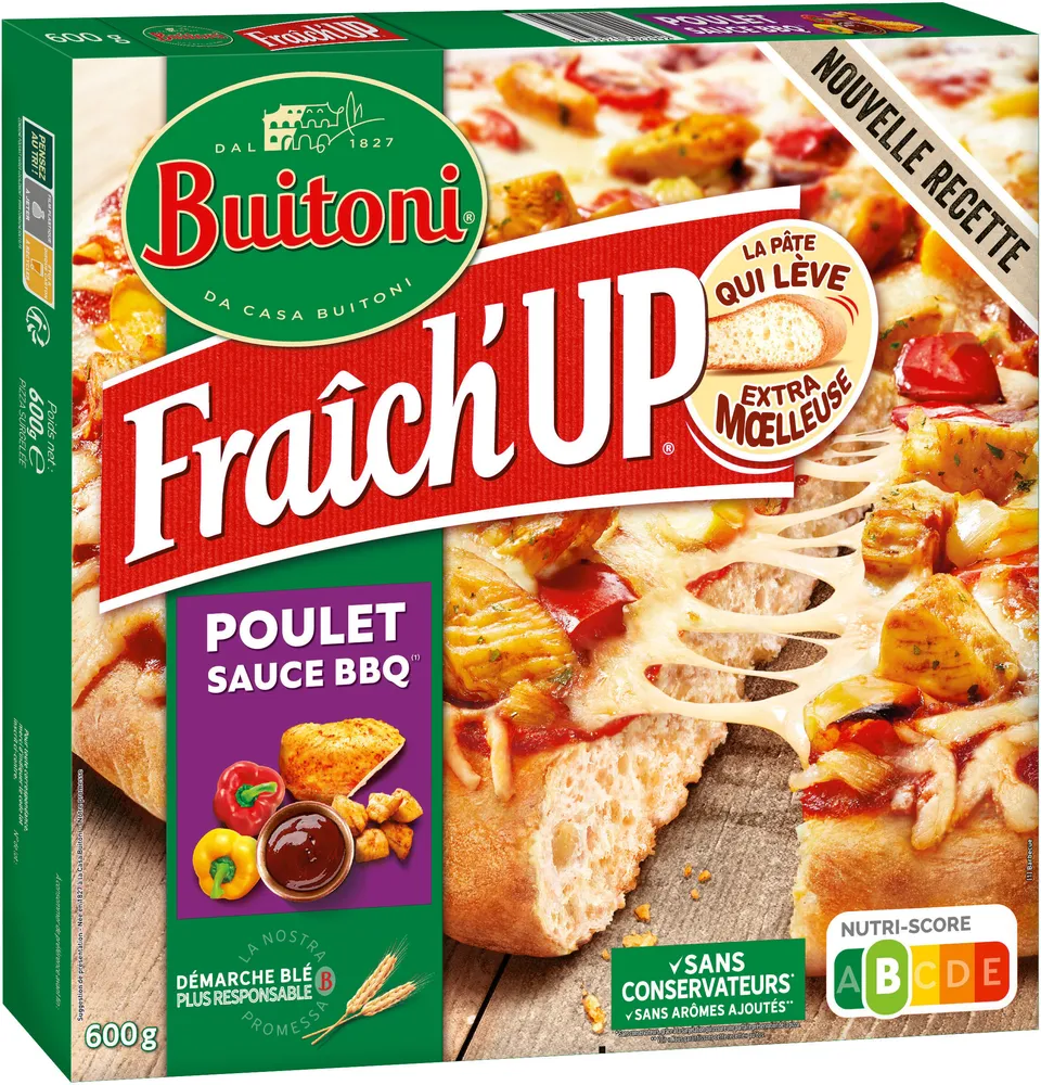 BUITONI FRAICH'UP Pizza Surgelée Poulet Barbecue 600g