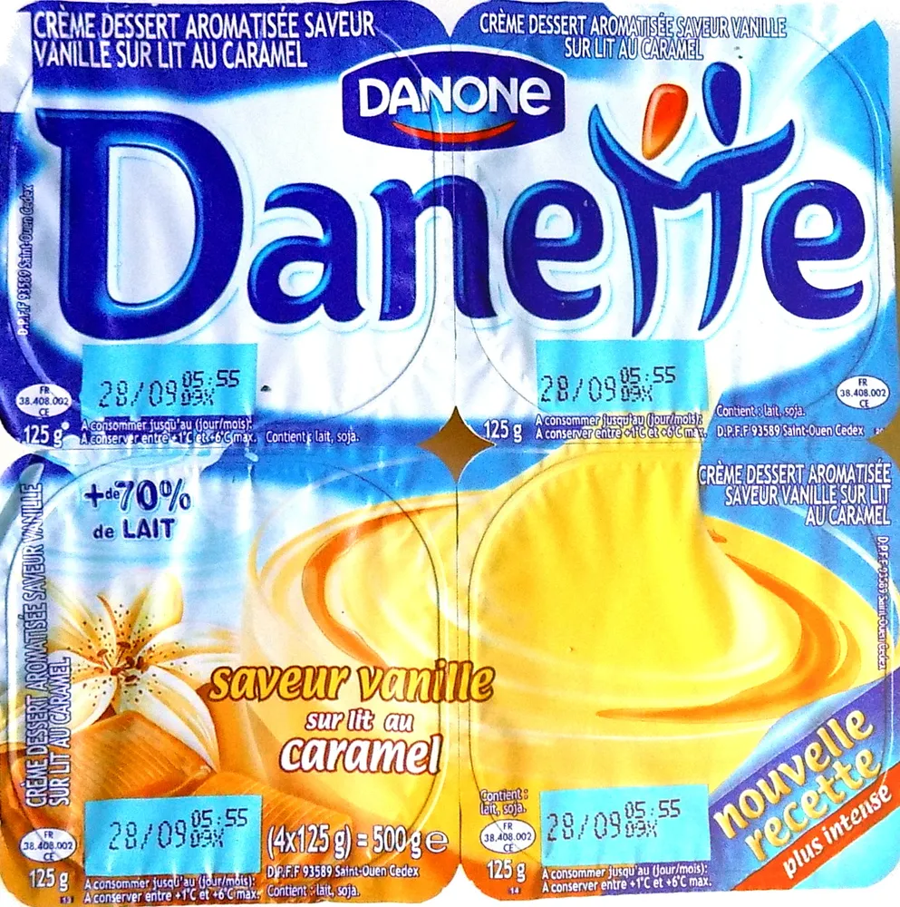 Danette (saveur vanille sur lit au caramel)