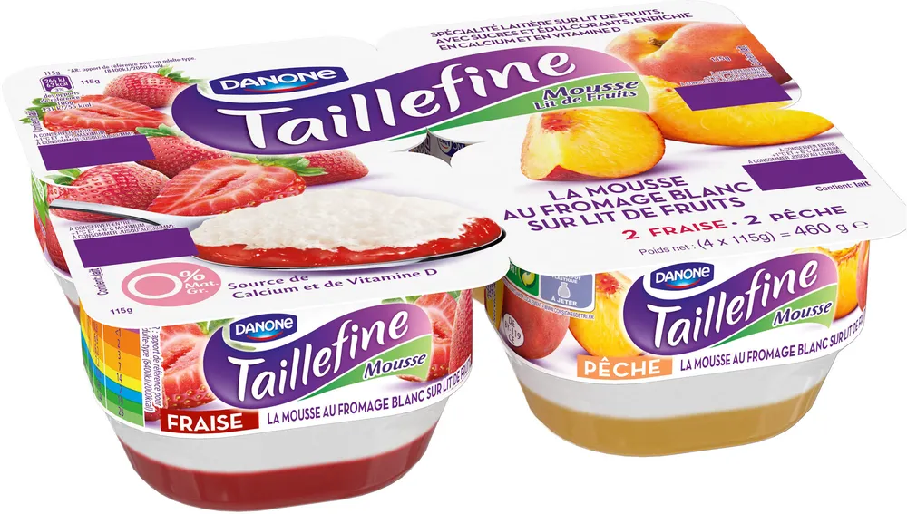 Taillefine mousse from blc sur lit de frts peche fraise 115gx4