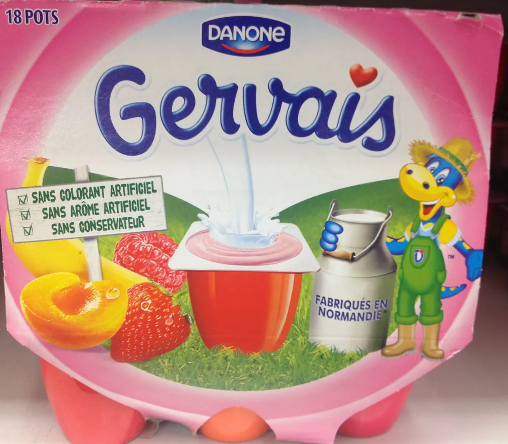 Gervais (Fraise, Framboise, Abricot, Pêche, Banane) - (2 % MG) 18 Pots