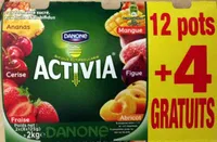 Activia (Ananas, Cerise, Fraise, Mangue, Figue, Abricot) 12 Pots + 4 Gratuits