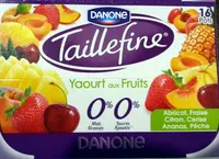Taillefine, Yaourt au Fruits (0 % MG, 0 % Sucres Ajoutés) - (Abricot, Fraise, Citron, Cerise, Ananas, Pêche) 16 Pots