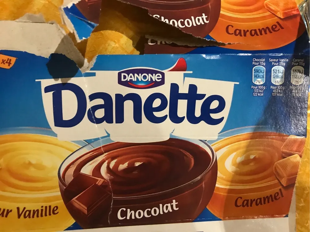 Danette vanille chocolat et caramel