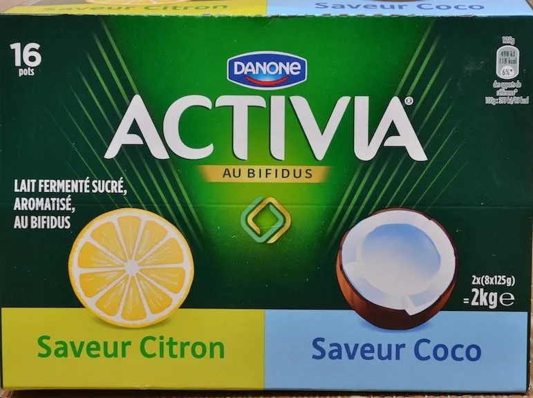 Activia saveur Citron et saveur Coco