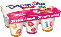 Danonino paille fruits rouges peche abricot 100 g x 6
