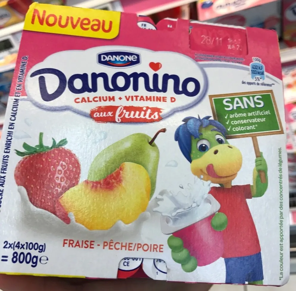 Danonino aux fruits Fraise Pêche/Poire