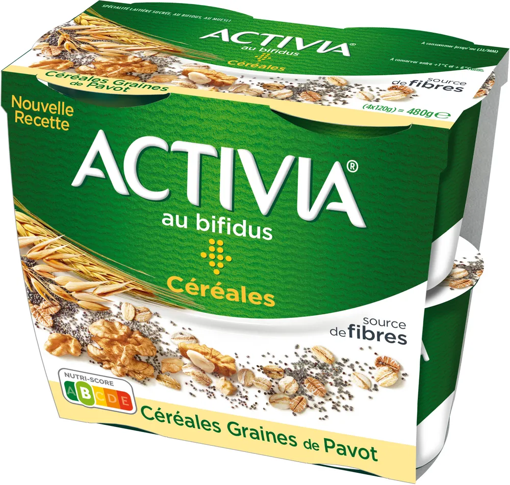 Activia bifidus cereales graines de pavot 120 g x 4