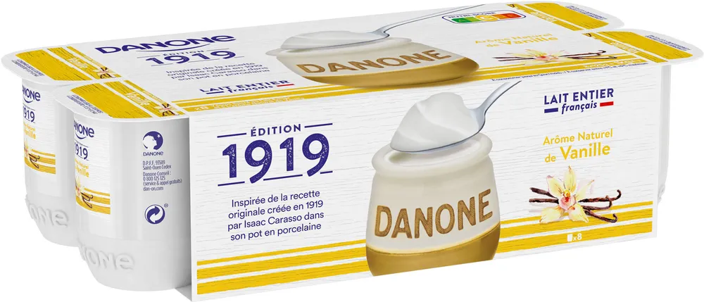 Danone lait entier arome vanille 125 g x 8