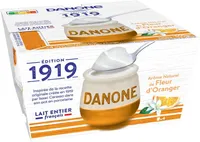Danone lait entier arome nature fleur d'oranger 125 g x 4