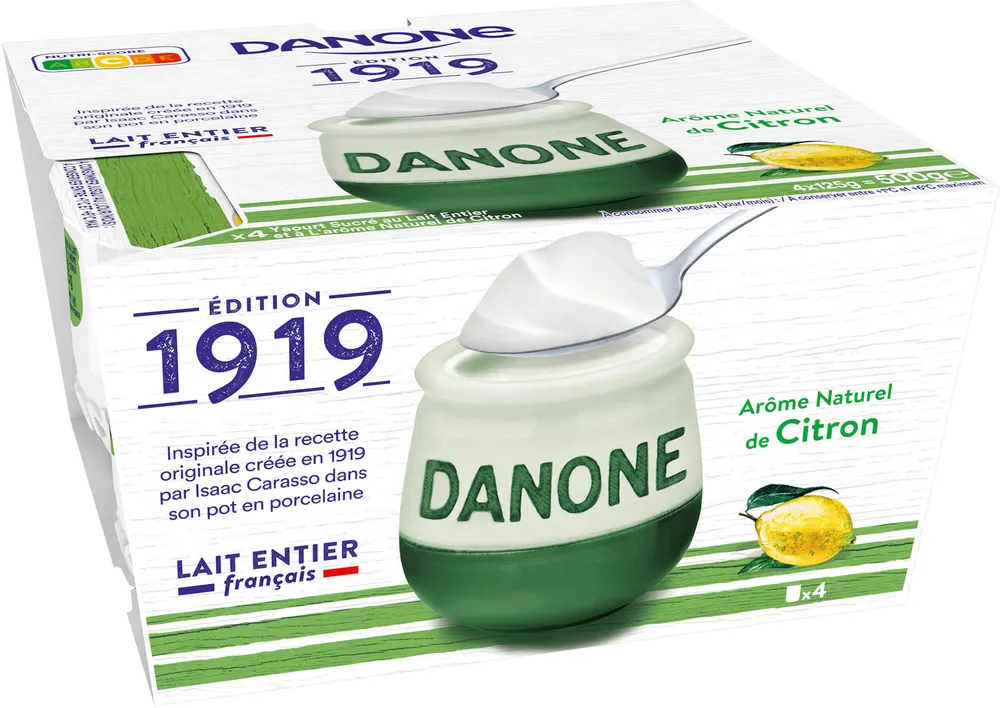 Danone lait entier arome ctron 125 g x 4