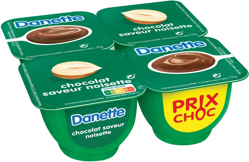 Danette saveur chocolat noisette 125 g x 4 prix choc